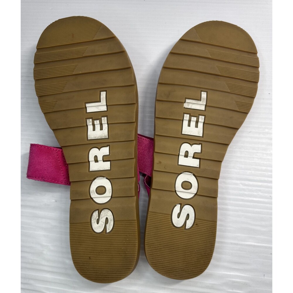 SOREL Woman’s Ella II Easy Flip T-Strap Sandals Thongs Fuchsia Fizz Sea Salt 11 - Picture 8 of 9